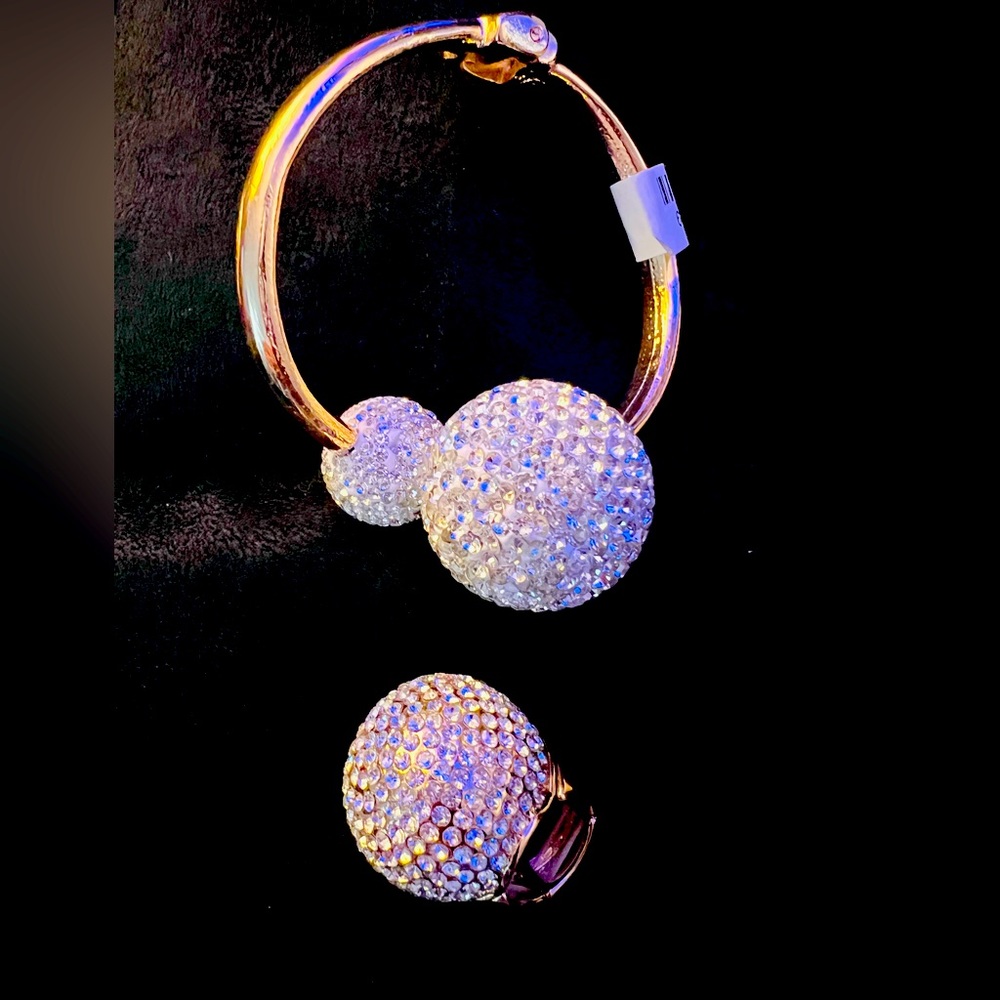 Brand New Cubic Zirconia Gold Plated Bracelet and Dome Ring